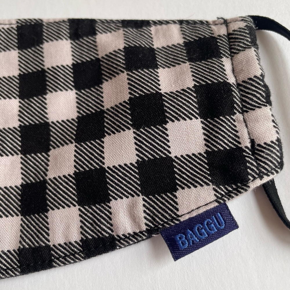 Baggu Adult Unisex Face Mask, Black and Ivory Gingham, Discontinued